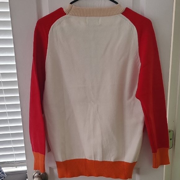 Women's Colorful Sunburst Sweater - Red, Pink, Orange, Yellow - Picture 2 of 4